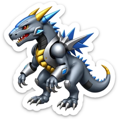  Cool Edgy Shiny Greymon-Wickerbeast-Weregarurumon full body sticker