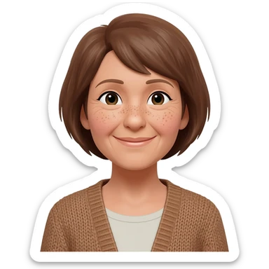 grandma, short hair, tan, brown hair, freckles sticker