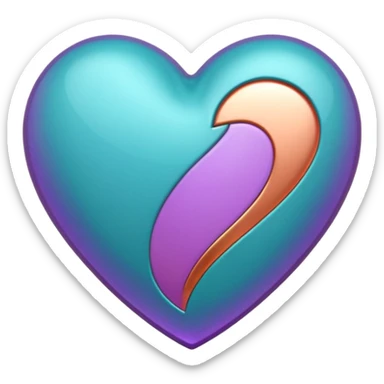 I need a teal, orange , purple, and rose gold Heart emoji that looks like a cartoon  sticker