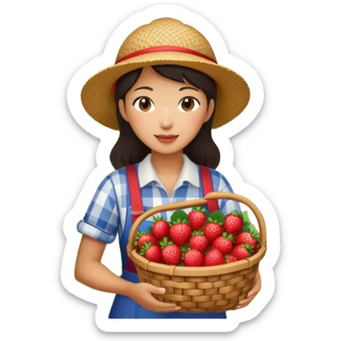 Asian female Strawberry farmer sticker