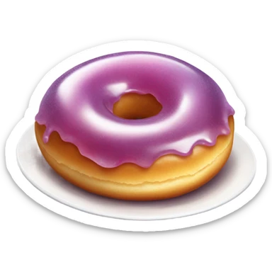 Realistic polish jelly-filled donut with bite taken out sitting on white realistic plate sticker