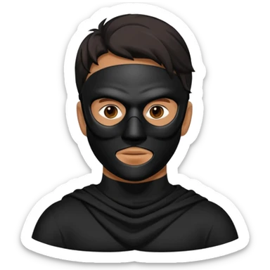 a man with a black mask on his full face  sticker