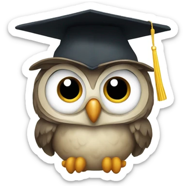 an owl in a graduate cap sticker