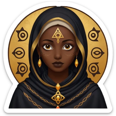 Dark oil traced over woman’s skin forming occult symbols, sensual devotion sticker