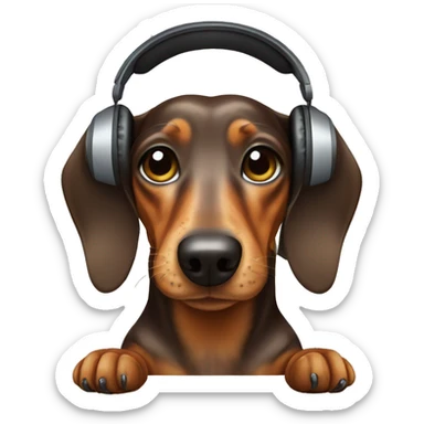 Dachshund with headphones sticker