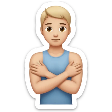 Arms crossed holding neck with two hands sticker