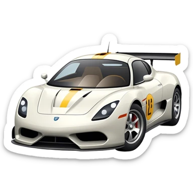 An icon representing a racing game interface, inspired by Grand Turismo. The design features a sleek, high-performance car speeding through a dynamic track, with speedometers and lap indicators visible. The road twists and turns, emphasizing the thrill of competitive racing. Transparent background. sticker