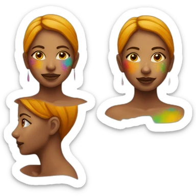 Woman coloured face by holi colours sticker