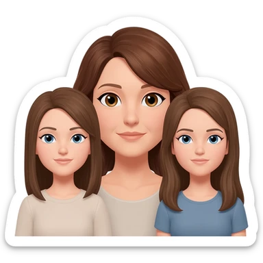 Mom (brown hair and brown eyes) and two 25 year old adult daughters (brown hair and blue eyes) all with pale skin sticker