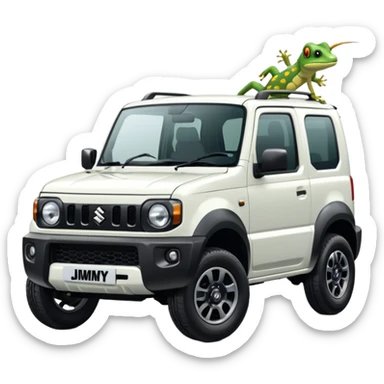 white suzuki jimny with gecko motifs sticker