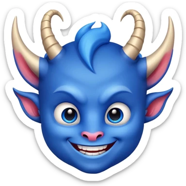 cute smiling blue devil with horns and a friendly face sticker