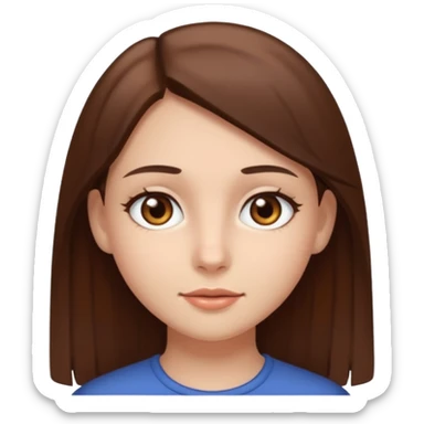 A girl with fair skin, brown eyes, and straight brown hair sticker