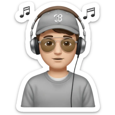emojis.com dj-man-white-with-baseball-cap---rayban-sun-glasses-80s---brown-hair---closed-eyes-with-headphones-on-with-musical-note-over-head-(listening-to-music-)---eyes-closed-no-glasses---black-hat--musical-notes EYS c losed  grey sweatshirt sticker