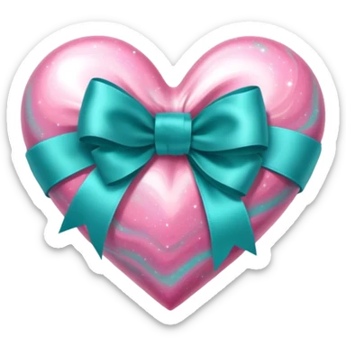 A pink galaxy heart with a teal ribbon  sticker
