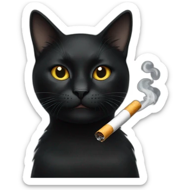 black cat with a cigarette sticker