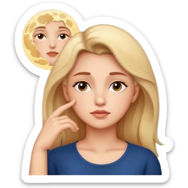 a woman thinking at night with moon and stars in the background sticker