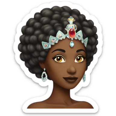 Black woman with dark brown eyes Queen of rio carnival sticker
