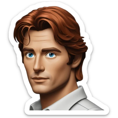Alain delon solarpunk engineer blue eyes red hair sticker