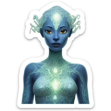 a heavenly alien woman full body sticker