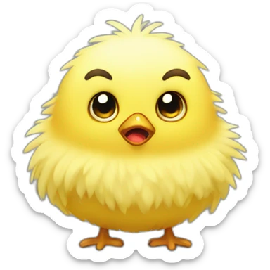 yellow fluffy chick scared, afraid sticker