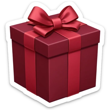 Maroon gift box with white wrapping sticker
