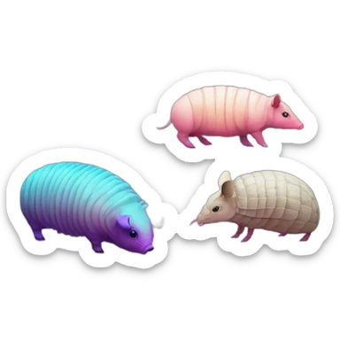 Vaporwave spotted cyan purple gradient pig armadillo cow centipede insect sticker
