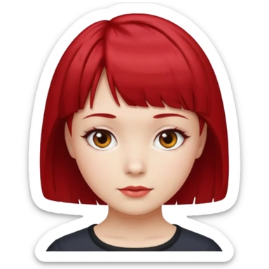 Cherry red short hair girl with forward bangs sticker