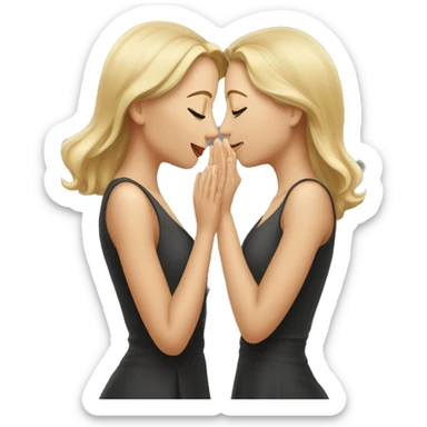 Two women looking at one another while, holding the other one’s face to lean in for a kiss sticker