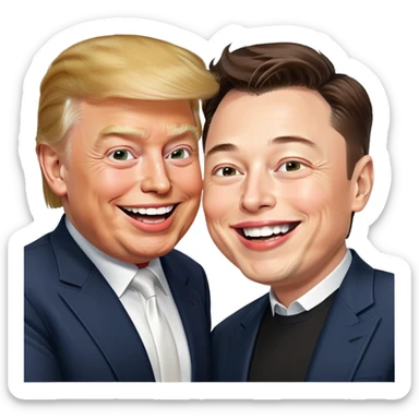 Donald Trump and Elon Musk laughing  sticker
