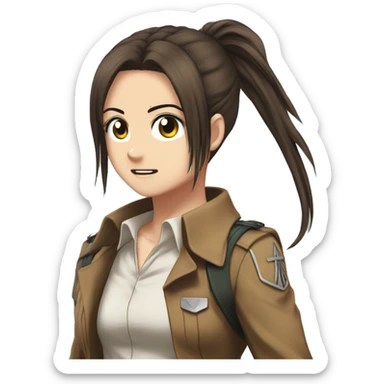 Sasha Braus brown hair hair in a ponytail anime attack on titan sticker