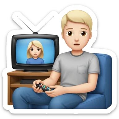 person watching a movie on the TV in their living room sticker