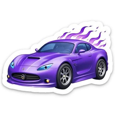 Purple car drifting with navy blue flames coming out of the rear tires. sticker