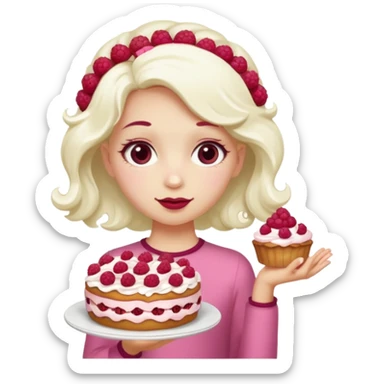 Raspberry torte human full body girl with a raspberry barrette on her head sticker