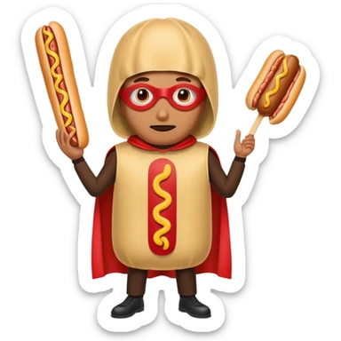 a hero who wear Hotdog costume  with a hero mask  sticker