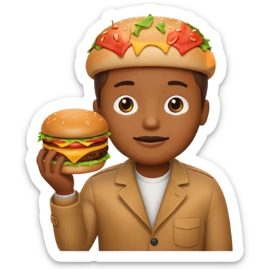 pleading emoji holding burger sticker