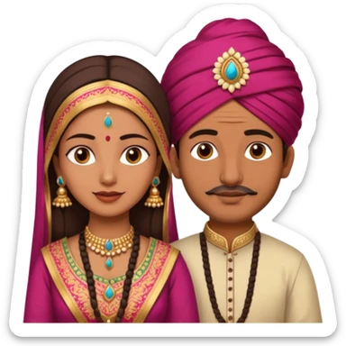 Brown colored Indian Husband with wheatish colored Indian wife sticker