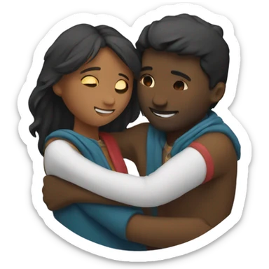 two lovers hug in a circle sticker