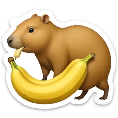 A capy is using banana to attack another capy below it sticker