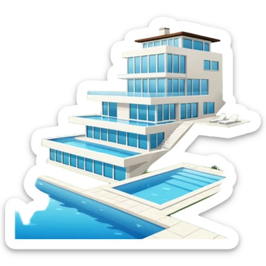 modern house on the hill, with a pool ON THE HILL WITH VIEW OF THE CITY sticker
