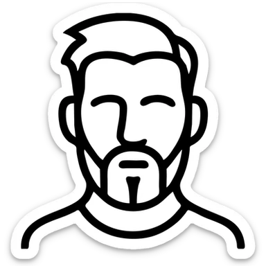 lionel messi icon focusing on signature beard and hairstyle, outlined style sticker