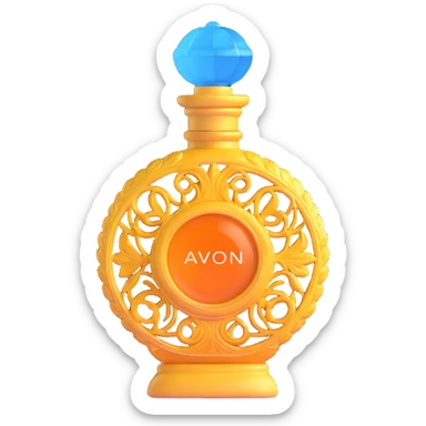 vintage AVON perfume bottle, ornate glass design from 1970s sticker