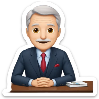 happy old boss in his office sticker