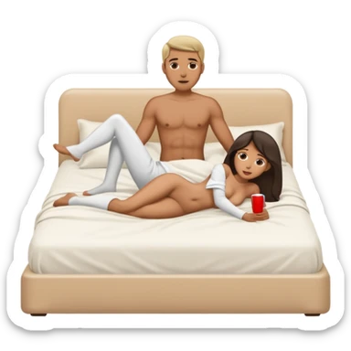 naked mixed man fucks naked woman. Botha of them are having sex on the bed. Action is showed in full height sticker
