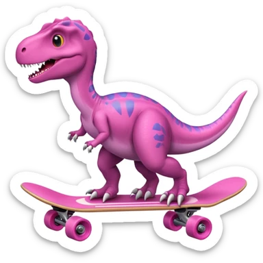 Dinosaur on a skateboard in pink  sticker