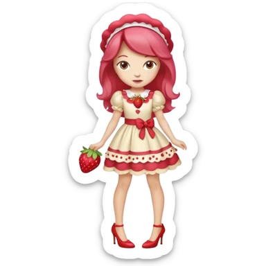 pretty and cute realistic modern day strawberry shortcake full body with high heels emoji sticker