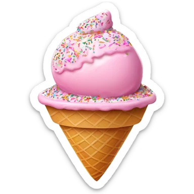 Pink ice cream in bowl with sprinkles on top NO cone sticker