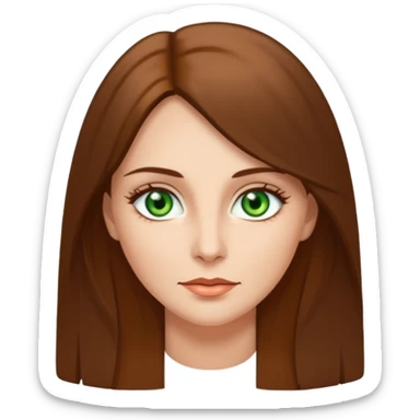 Pretty middle age woman with green eyes and long straight Ash-brown hair  sticker