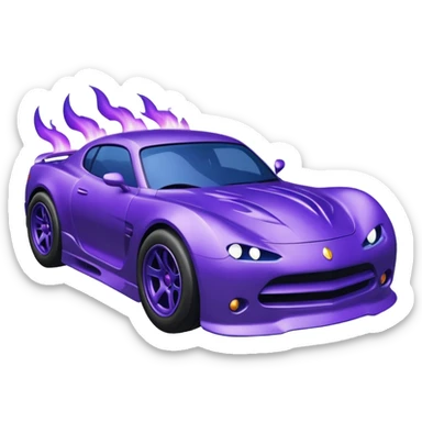 Purple car drifting with navy blue flames coming out of the rear tires. sticker