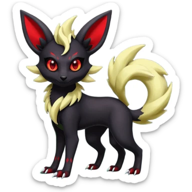 Dark Edgy Zorua-Salandit-Leafeon-Umbreon-Fakémon-hybrid-creature (full body)  sticker