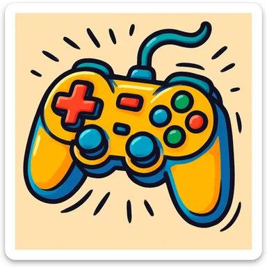 game controller, vibrant toon animated icon style, playful and dynamic, with expressive lines sticker